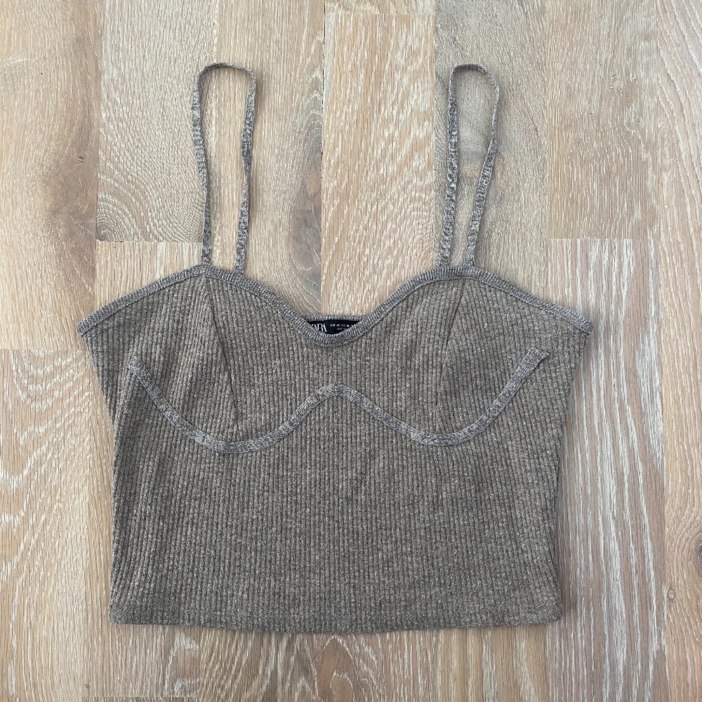 Zara TRF cropped knit tank top